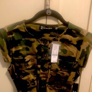 Camo cotton dress w pockets